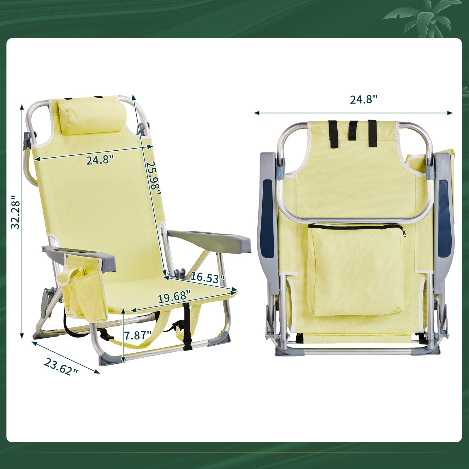 HAOYYE Compact Oxford Cloth Beach Chair, Durable Aluminum Tube Frame, Supports Up To 100kg, Silver White And Yellow, Lightweight And Comfortable For Outdoor Use