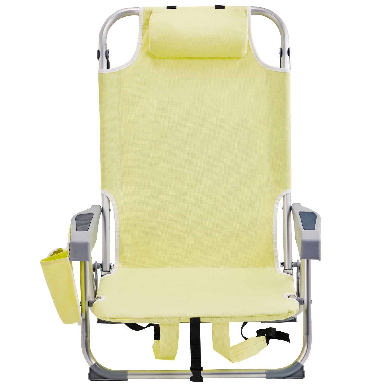 HAOYYE Compact Oxford Cloth Beach Chair, Durable Aluminum Tube Frame, Supports Up To 100kg, Silver White And Yellow, Lightweight And Comfortable For Outdoor Use