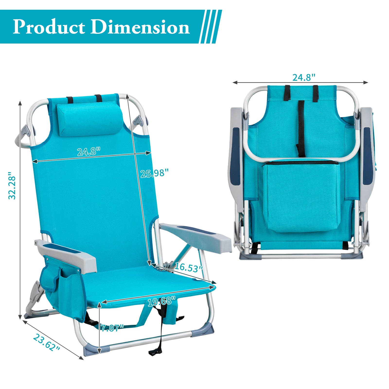 Haoyye Premium Oxford Cloth Beach Chair with Durable Silver White Aluminum Tube Bearing Frame, Supporting up to 100 Kg of Weight, Featuring a Refreshing Mint Green Upholstery and Ergonomic Design for Ultimate Outdoor Comfort and Stability