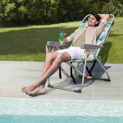 HAOYYE Lightweight Folding Beach Chair, Heightened Oxford Cloth With Sturdy Aluminum Frame, Portable And Comfortable Outdoor Lounge Chair, Flamingo Pattern