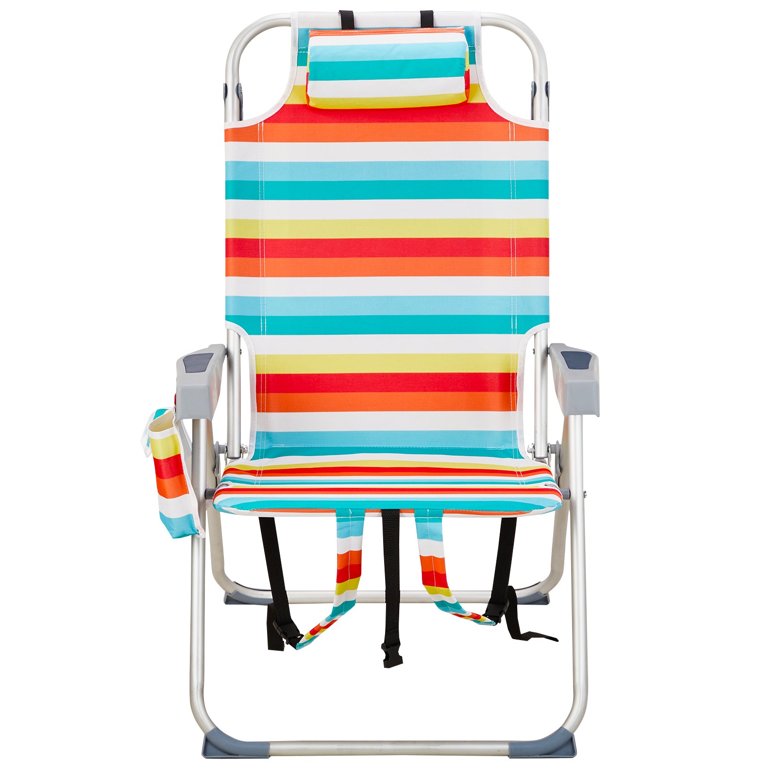 HAOYYE Folding Beach Chair With Rainbow Stripes, Sturdy Aluminum Tube Frame, Lightweight And Easy To Carry, Ideal For Outdoor Activities, Relaxing At The Beach Or Camping