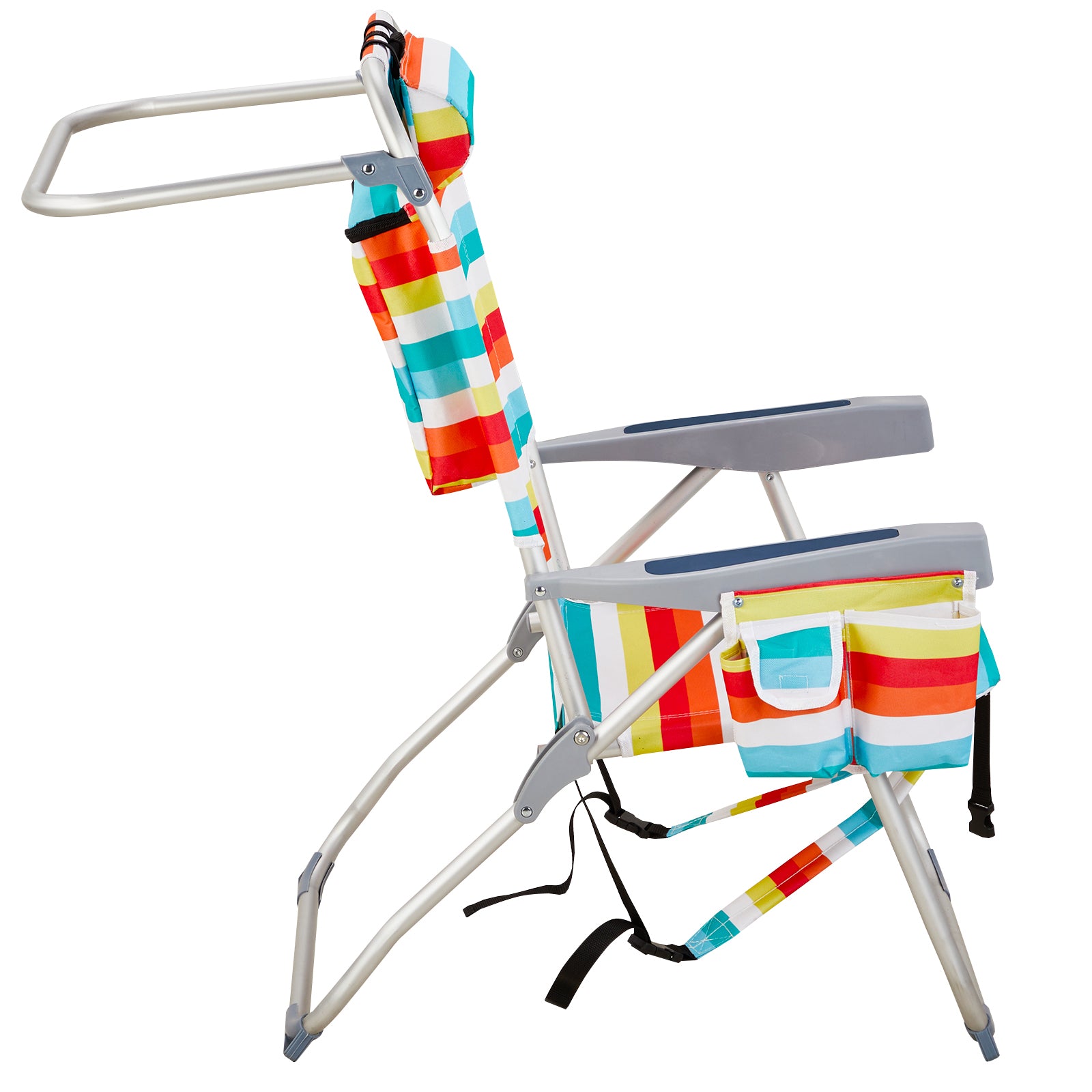 HAOYYE Folding Beach Chair With Rainbow Stripes, Sturdy Aluminum Tube Frame, Lightweight And Easy To Carry, Ideal For Outdoor Activities, Relaxing At The Beach Or Camping