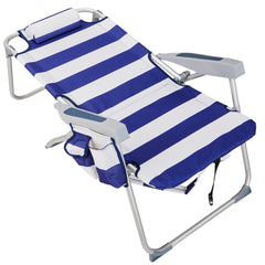 HAOYYE Lightweight Folding Beach Chair, Heightened Design With Durable Oxford Fabric And Sturdy Aluminum Frame, Comfortable Portable Outdoor Lounge Chair, Blue Stripes