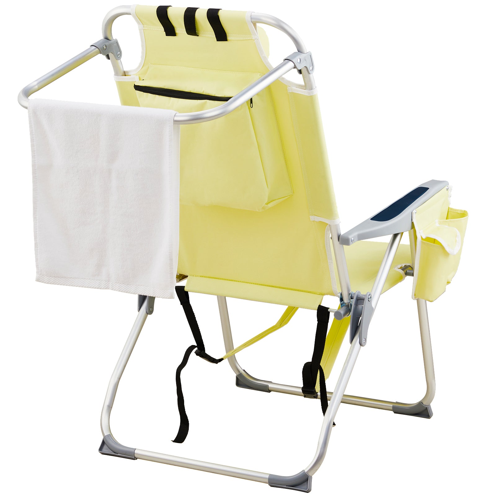 HAOYYE Lightweight Folding Beach Chair, Oxford Cloth With Sturdy Aluminum Frame, Portable And Durable Outdoor Lounge Chair, Yellow