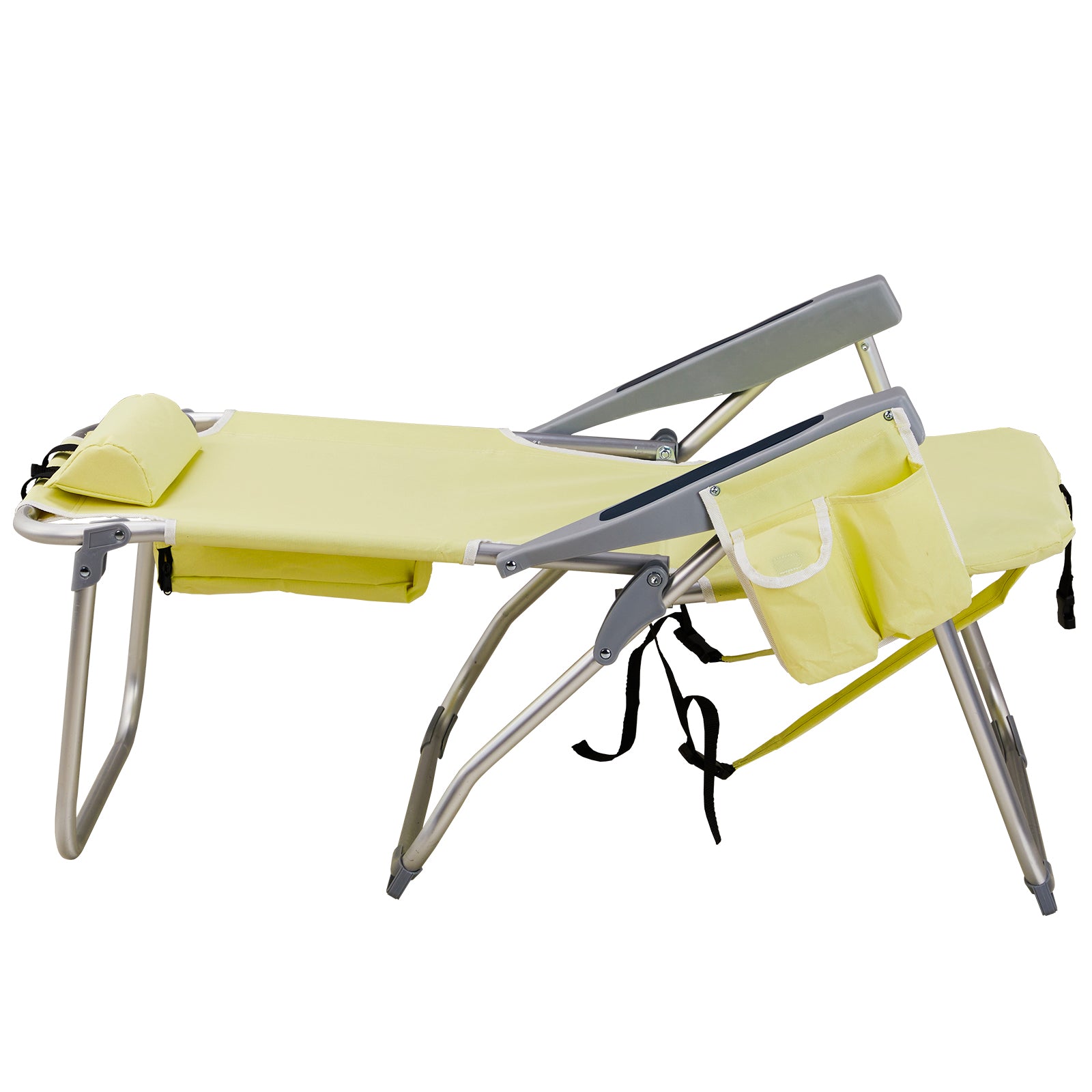 HAOYYE Lightweight Folding Beach Chair, Oxford Cloth With Sturdy Aluminum Frame, Portable And Durable Outdoor Lounge Chair, Yellow