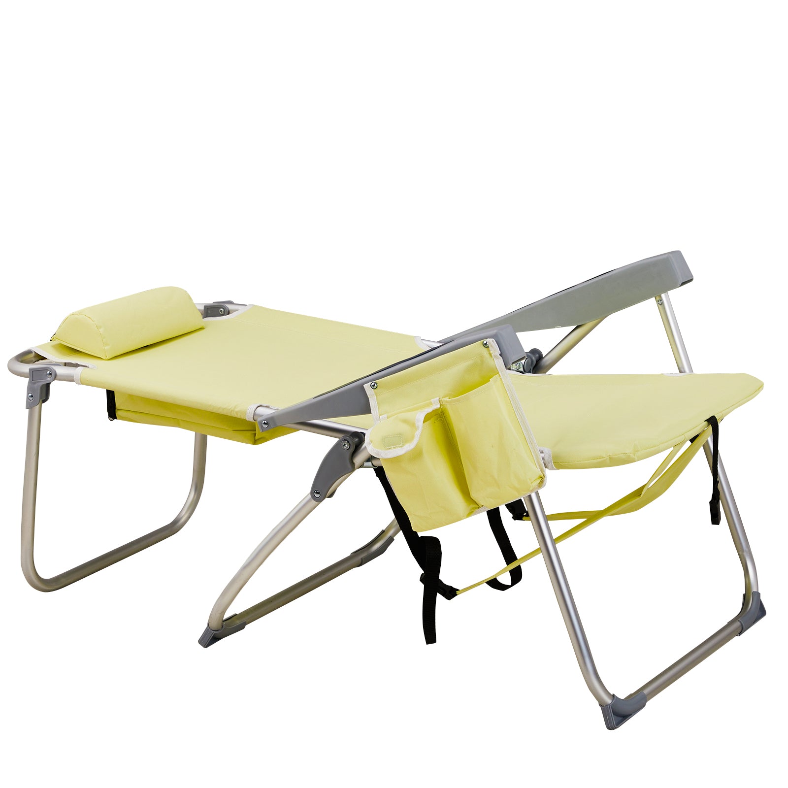 HAOYYE Lightweight Folding Beach Chair, Oxford Cloth With Sturdy Aluminum Frame, Portable And Durable Outdoor Lounge Chair, Yellow