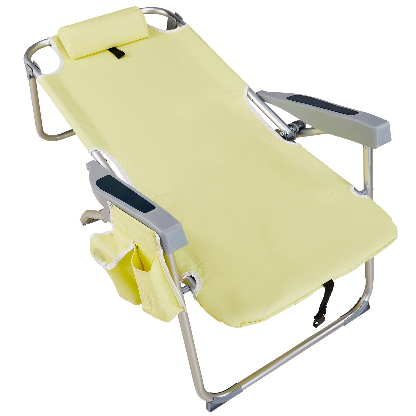 HAOYYE Lightweight Folding Beach Chair, Oxford Cloth With Sturdy Aluminum Frame, Portable And Durable Outdoor Lounge Chair, Yellow