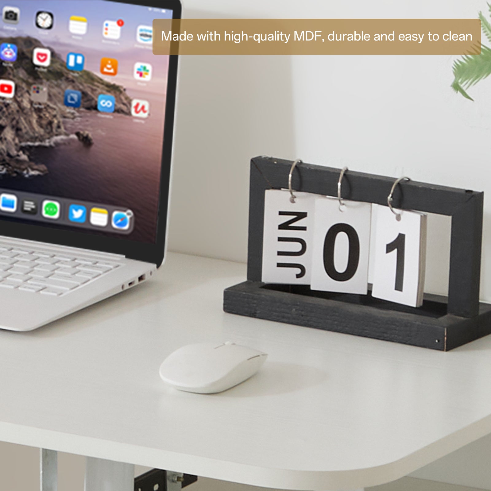 HAOYYE Embossed White Computer Desk, One-Door Three-Drawer Design, Durable Particle Board With Melamine Laminate
