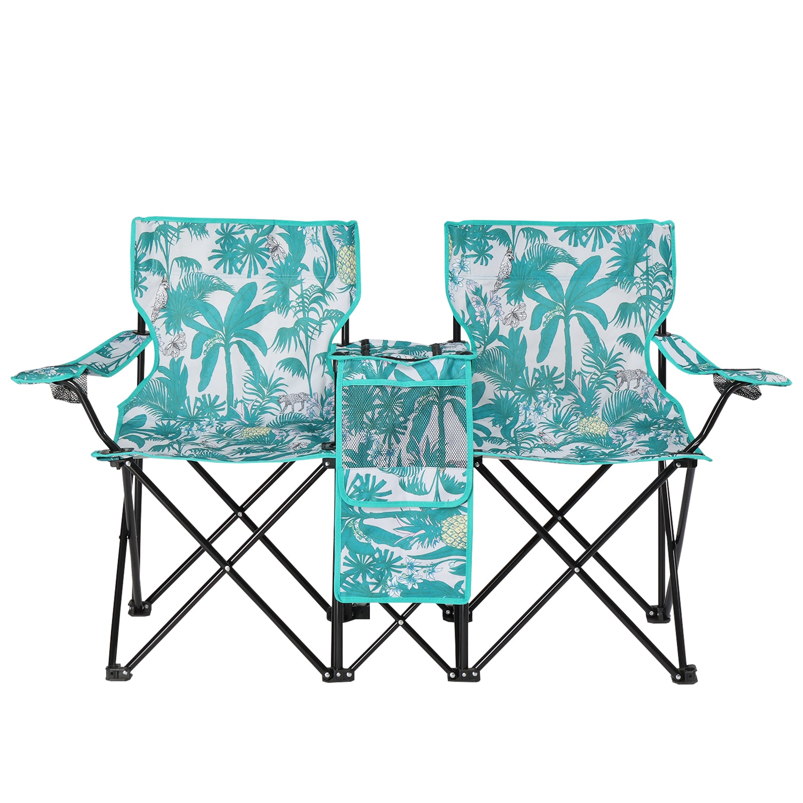 Haoyye Portable 2-Seat Folding Chair With Removable Sun Umbrella And Built-In Cup Holders – A Sturdy, Lightweight Outdoor Camping Bench For Beach, Picnic, Patio And Outdoor Adventures