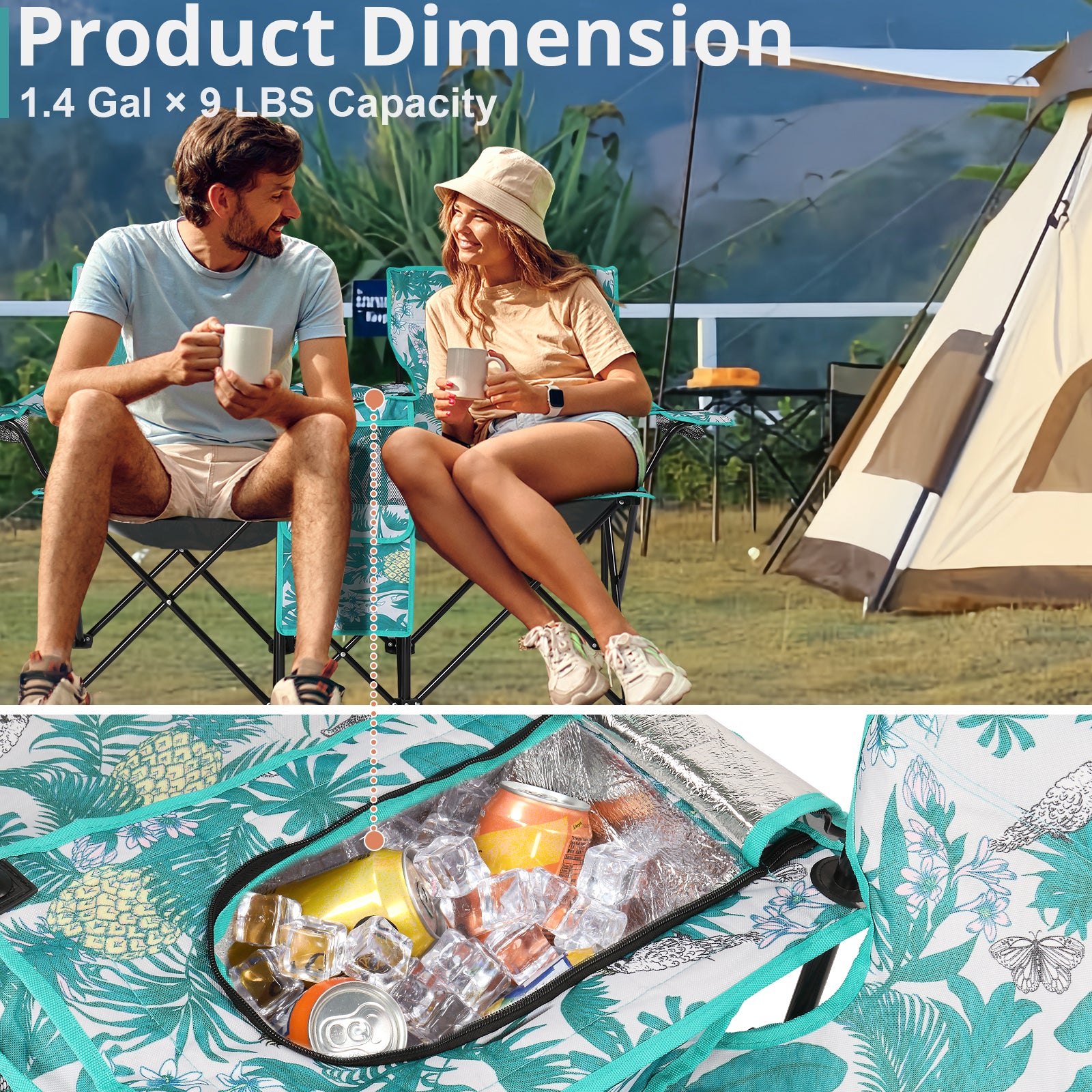 Haoyye Portable 2-Seat Folding Chair With Removable Sun Umbrella And Built-In Cup Holders – A Sturdy, Lightweight Outdoor Camping Bench For Beach, Picnic, Patio And Outdoor Adventures