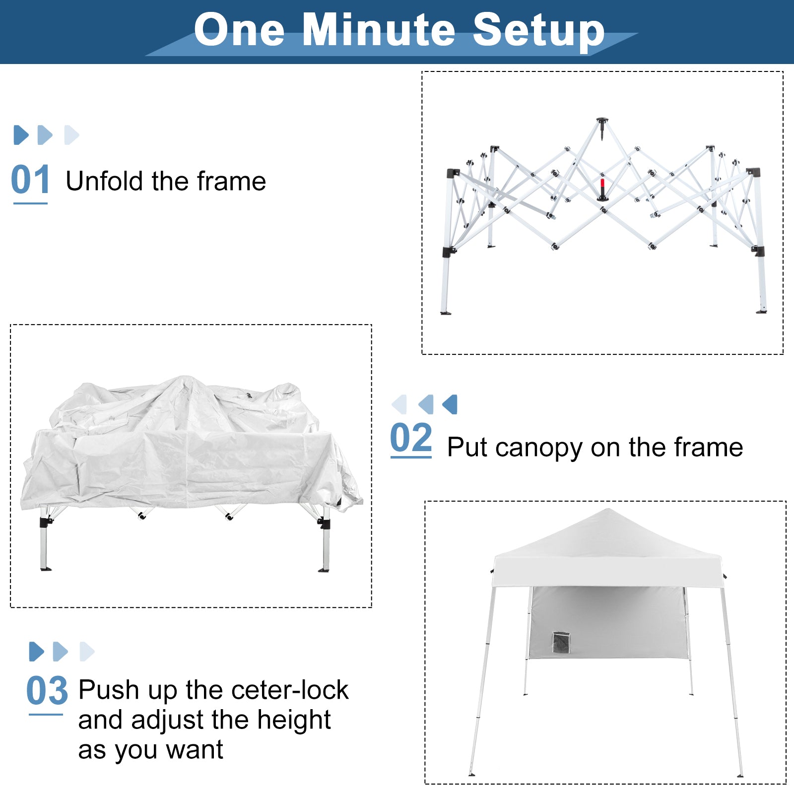 HAOYYE Pop Up Gazebo Canopy Tent with UPF 50+ Waterproof Oxford Fabric Portable Folding Shelter with Backpack Bag Steel Frame with Stakes and Ropes Easy One Person Setup for Beach Camping Patio and Outdoor Events