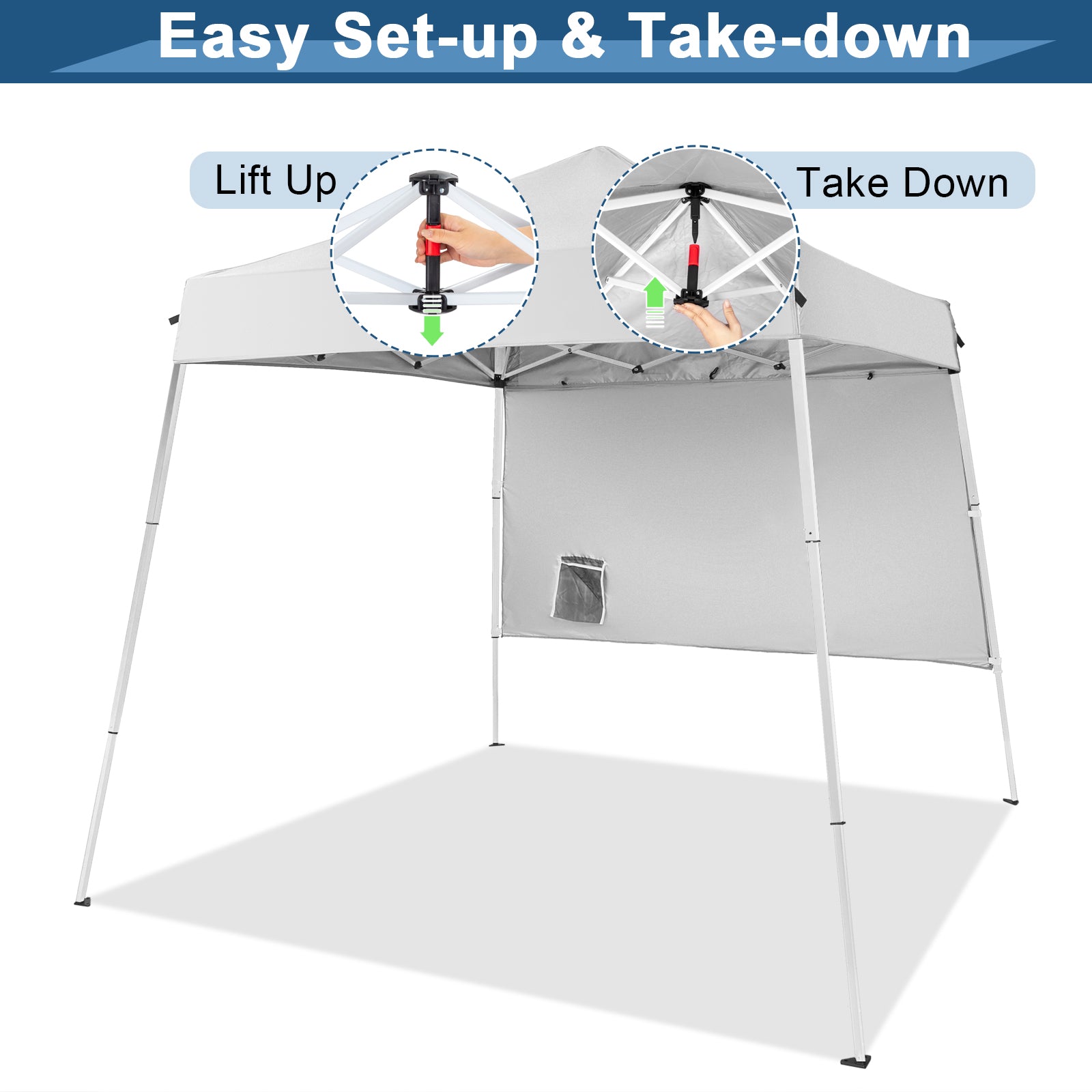 HAOYYE Pop Up Gazebo Canopy Tent with UPF 50+ Waterproof Oxford Fabric Portable Folding Shelter with Backpack Bag Steel Frame with Stakes and Ropes Easy One Person Setup for Beach Camping Patio and Outdoor Events