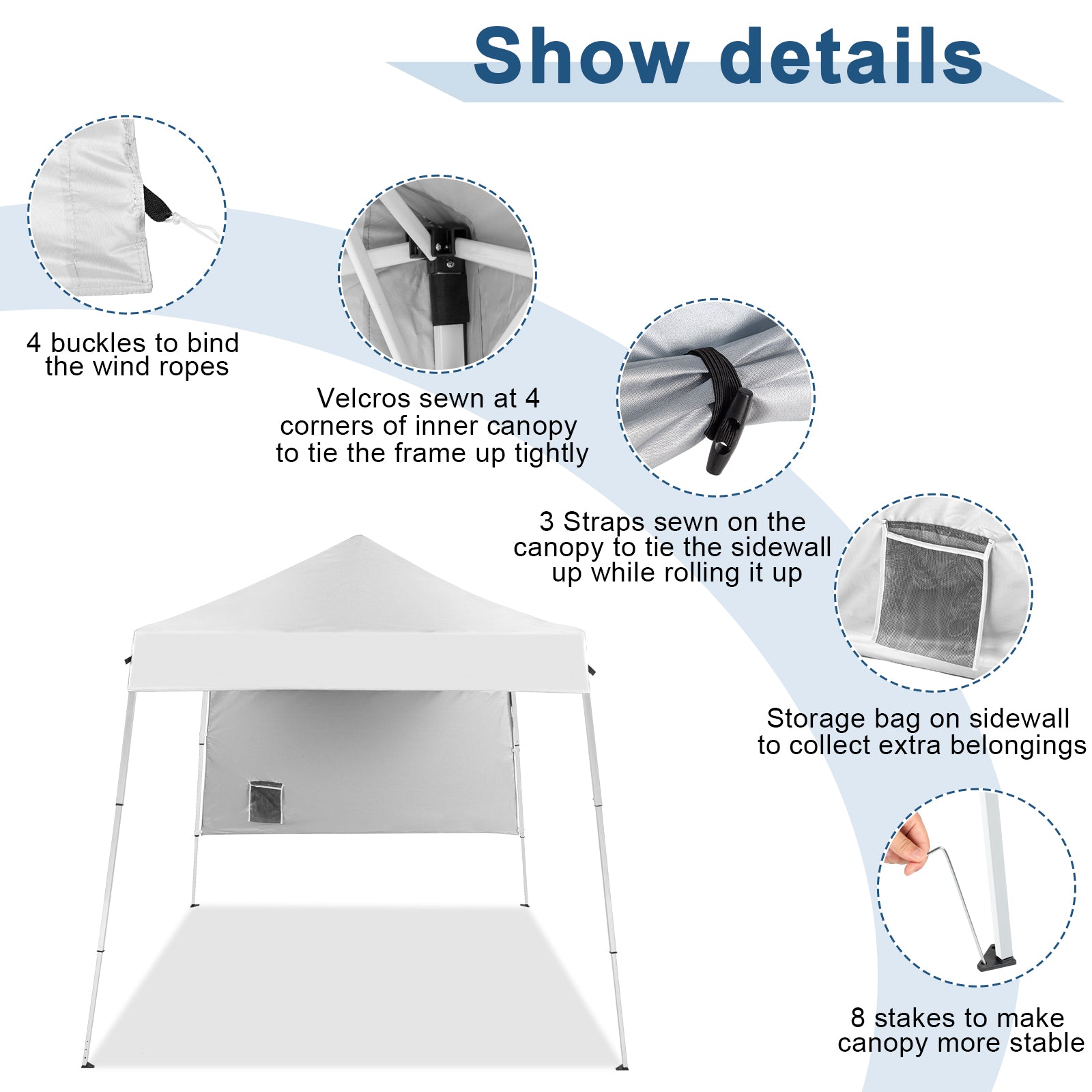 HAOYYE Pop Up Gazebo Canopy Tent with UPF 50+ Waterproof Oxford Fabric Portable Folding Shelter with Backpack Bag Steel Frame with Stakes and Ropes Easy One Person Setup for Beach Camping Patio and Outdoor Events
