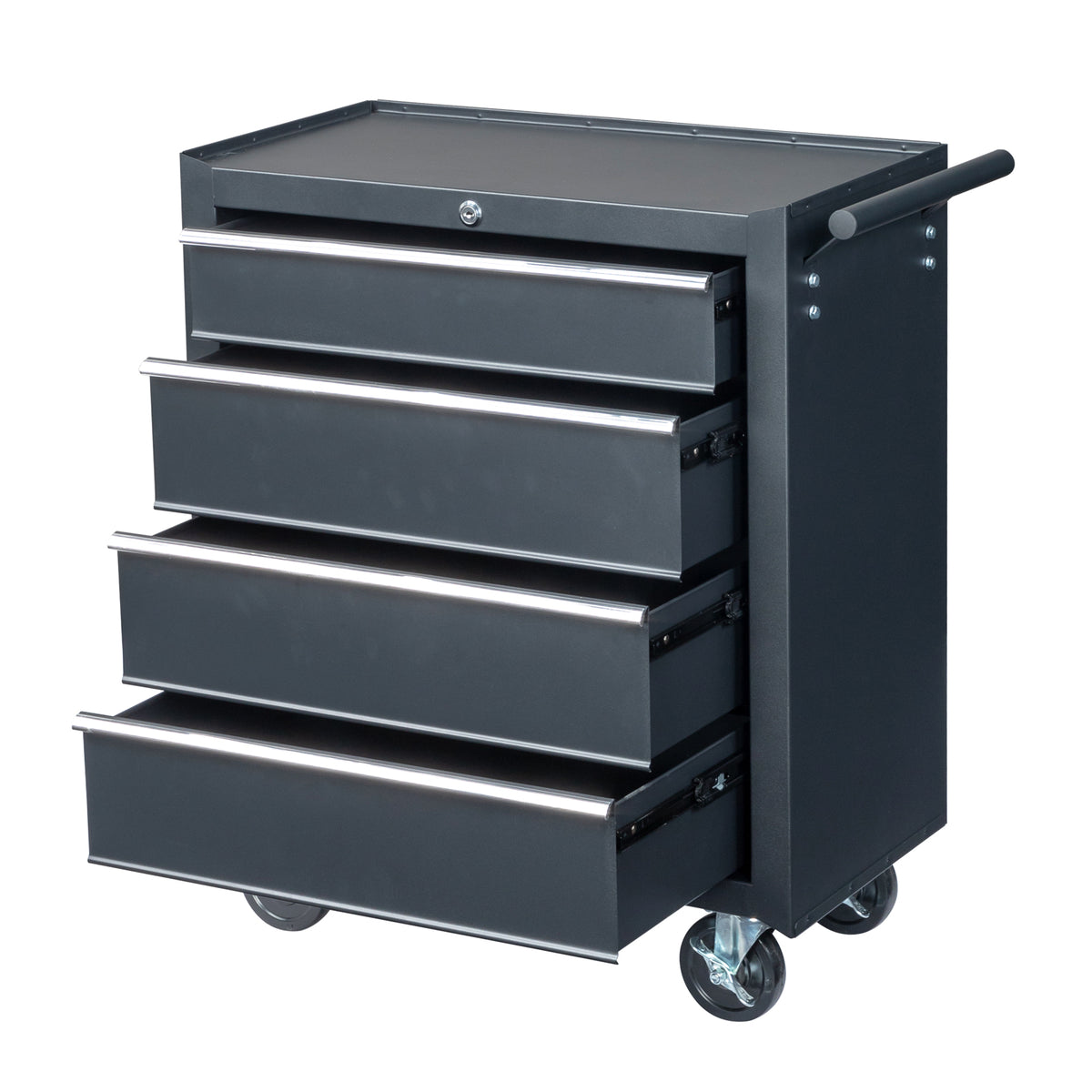 HAOYYE Heavy Duty Single Bottom Cabinet Instrument Cart with Four Drawers Black Steel Medical Storage Cart Rolling Utility Cart with 330lb Capacity Durable Mobile Storage Solution for Clinic Workshop Lab