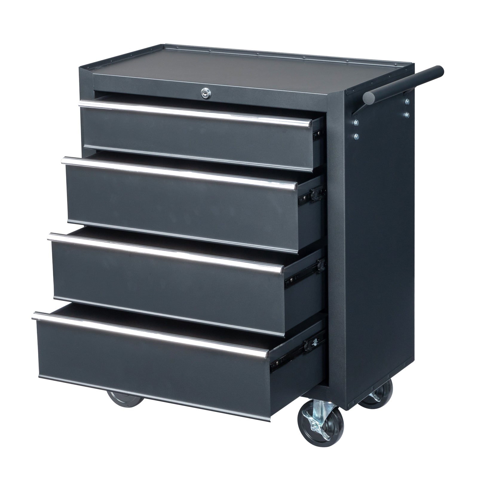 HAOYYE Heavy Duty Single Bottom Cabinet Instrument Cart with Four Drawers Black Steel Medical Storage Cart Rolling Utility Cart with 330lb Capacity Durable Mobile Storage Solution for Clinic Workshop Lab