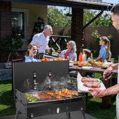 HAOYYE Portable Charcoal Grill Foldable BBQ Suitcase with Shelf for Outdoor Camping Picnics Garden Grilling Easy Setup Lightweight and Compact Design Perfect for Tailgates and Backyard Cookouts