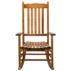 HAOYYE Square Wooden Rocking Chair with Wavy Backboard, Sturdy and Elegant Rocker for Patio, Porch, Garden, or Balcony, Comfortable and Durable Design for Relaxation and Outdoor Enjoyment
