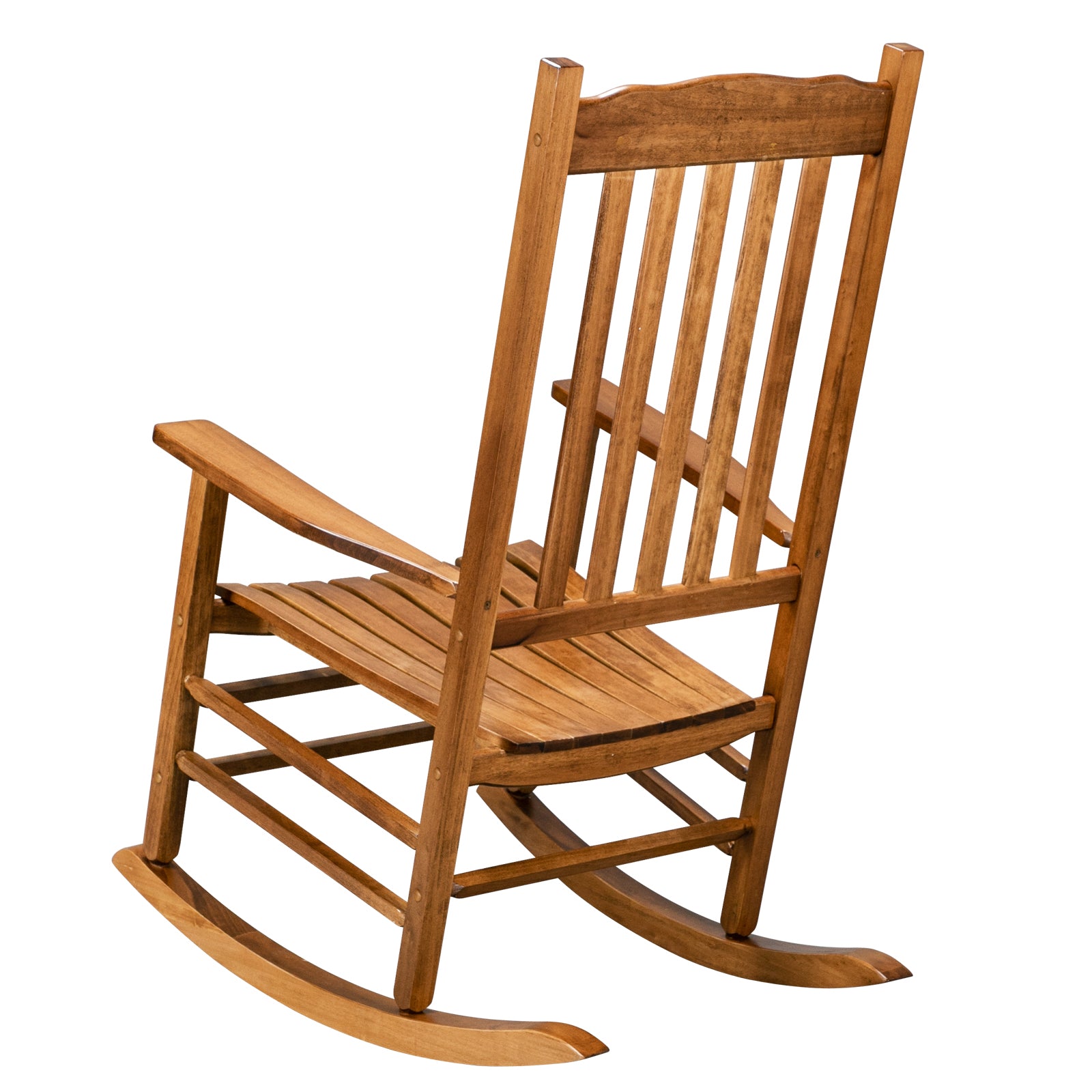 HAOYYE Square Wooden Rocking Chair with Wavy Backboard, Sturdy and Elegant Rocker for Patio, Porch, Garden, or Balcony, Comfortable and Durable Design for Relaxation and Outdoor Enjoyment