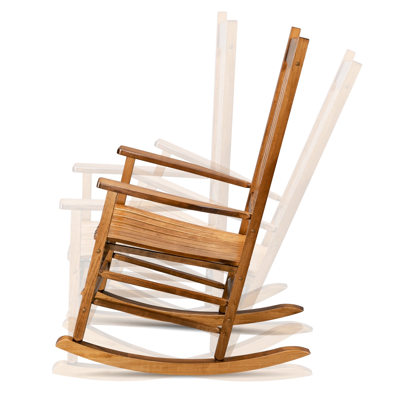 HAOYYE Square Wooden Rocking Chair with Wavy Backboard, Sturdy and Elegant Rocker for Patio, Porch, Garden, or Balcony, Comfortable and Durable Design for Relaxation and Outdoor Enjoyment