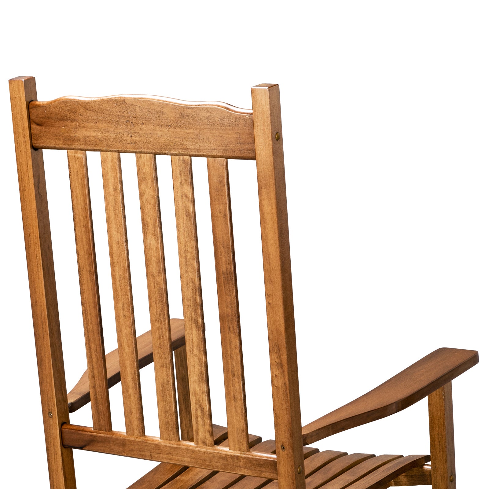 HAOYYE Square Wooden Rocking Chair with Wavy Backboard, Sturdy and Elegant Rocker for Patio, Porch, Garden, or Balcony, Comfortable and Durable Design for Relaxation and Outdoor Enjoyment