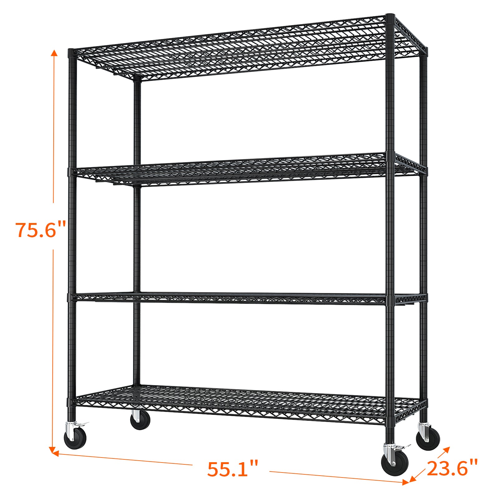 HAOYYE Heavy Duty Metal Shelving Unit With Wheels, Adjustable Storage Rack for Garage Or Pantry, NSF Certified Commercial Storage Shelf, High-Load Capacity, Sturdy Wire Shelving