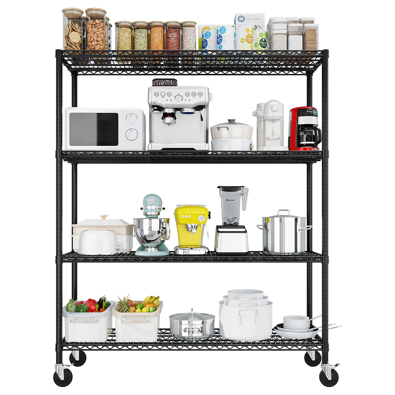 HAOYYE Heavy Duty Metal Shelving Unit With Wheels, Adjustable Storage Rack for Garage Or Pantry, NSF Certified Commercial Storage Shelf, High-Load Capacity, Sturdy Wire Shelving