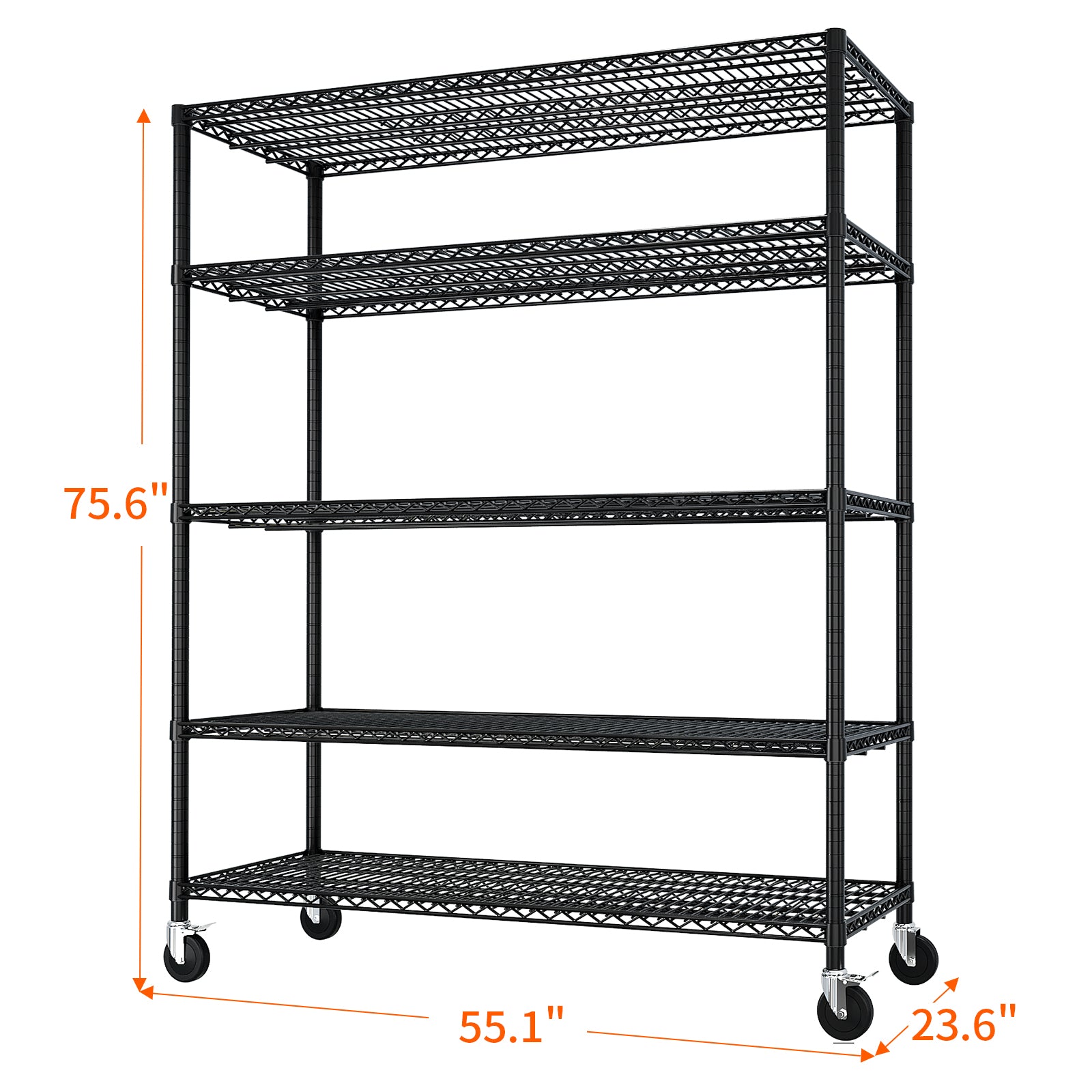 HAOYYE Heavy Duty Storage Shelves With Wheels, Adjustable Wire Shelving Unit For Garage, Pantry, And Commercial Storage, NSF Certified, Sturdy 3200lbs Capacity Metal Storage Rack