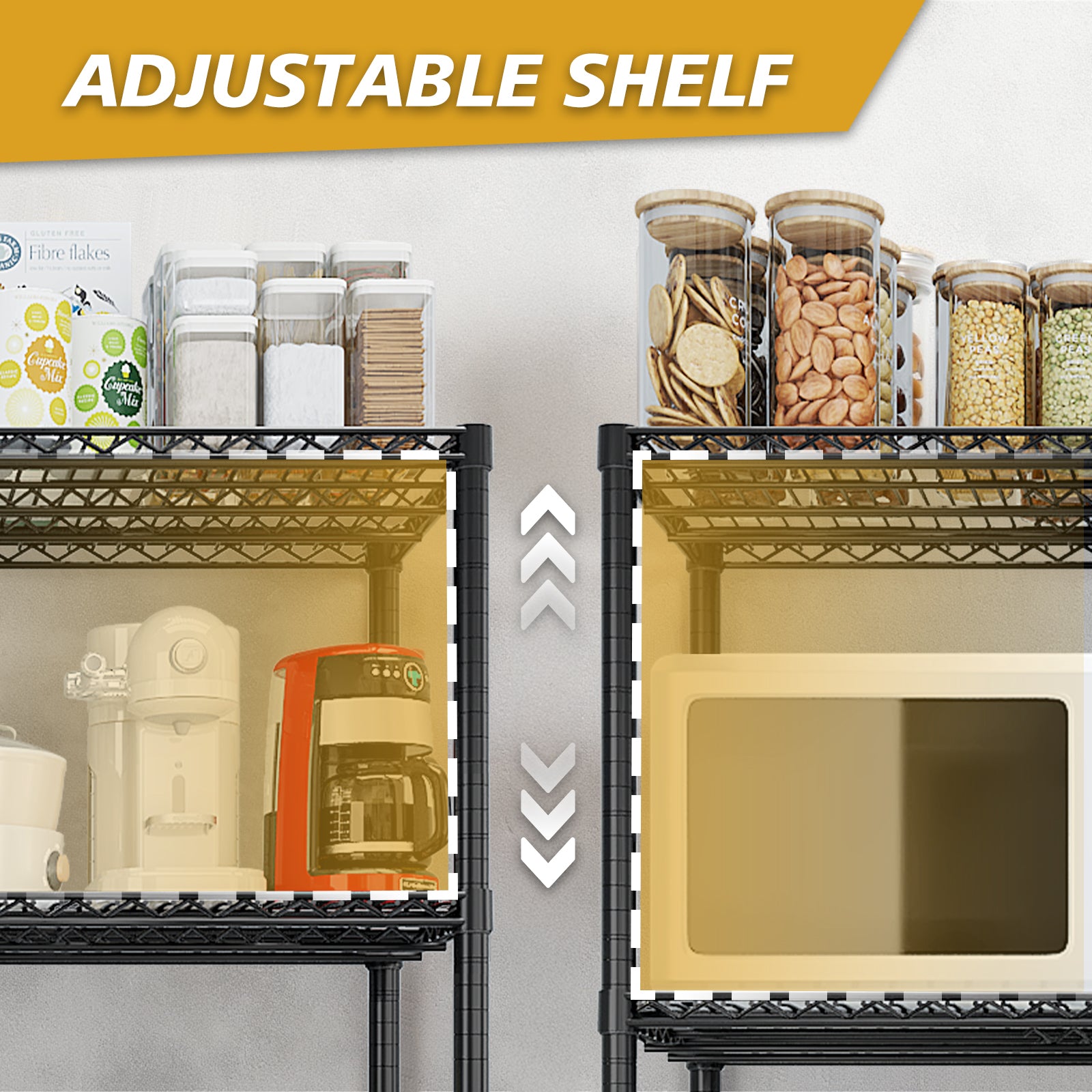 HAOYYE Heavy Duty Storage Shelves With Wheels, Adjustable Wire Shelving Unit For Garage, Pantry, And Commercial Storage, NSF Certified, Sturdy 3200lbs Capacity Metal Storage Rack