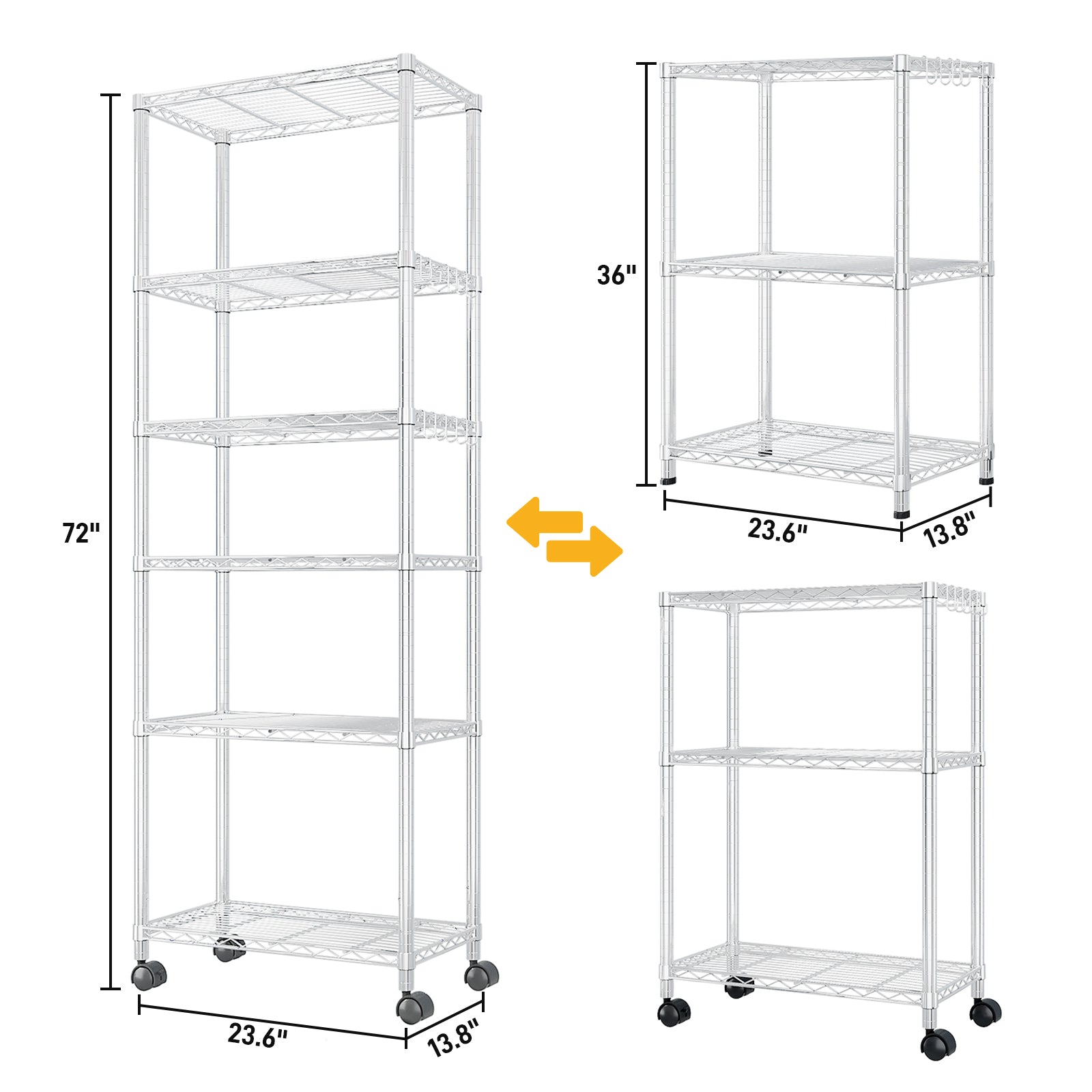 HAOYYE Heavy Duty Storage Shelves With Wheels, Adjustable Wire Shelving Unit For Garage And Pantry Storage, Sturdy 1020lbs Capacity, NSF Certified Metal Storage Rack