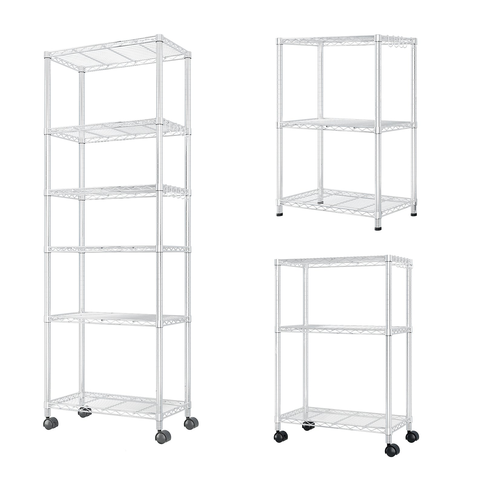 HAOYYE Heavy Duty Storage Shelves With Wheels, Adjustable Wire Shelving Unit For Garage And Pantry Storage, Sturdy 1020lbs Capacity, NSF Certified Metal Storage Rack