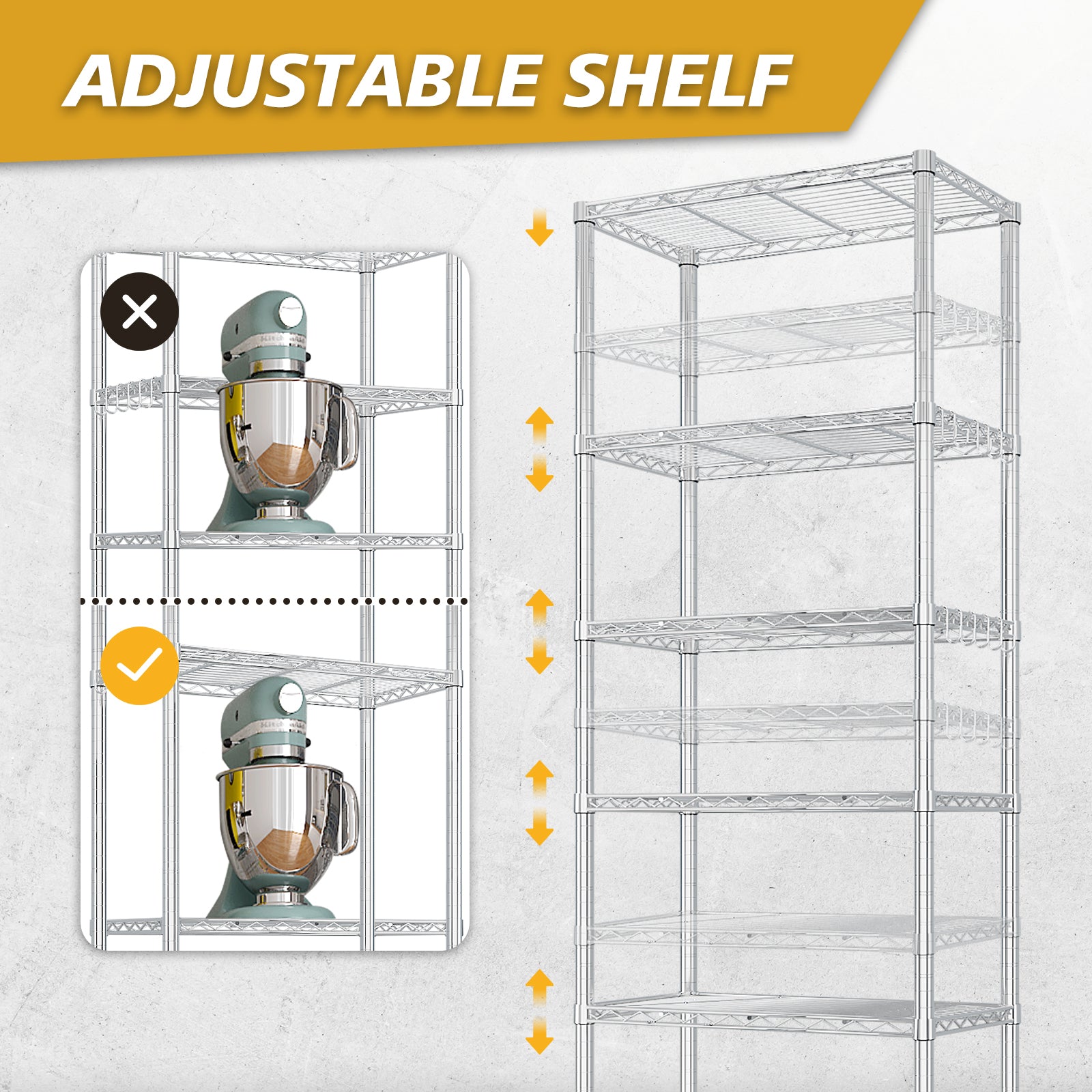HAOYYE Heavy Duty Storage Shelves With Wheels, Adjustable Wire Shelving Unit For Garage And Pantry Storage, Sturdy 1020lbs Capacity, NSF Certified Metal Storage Rack