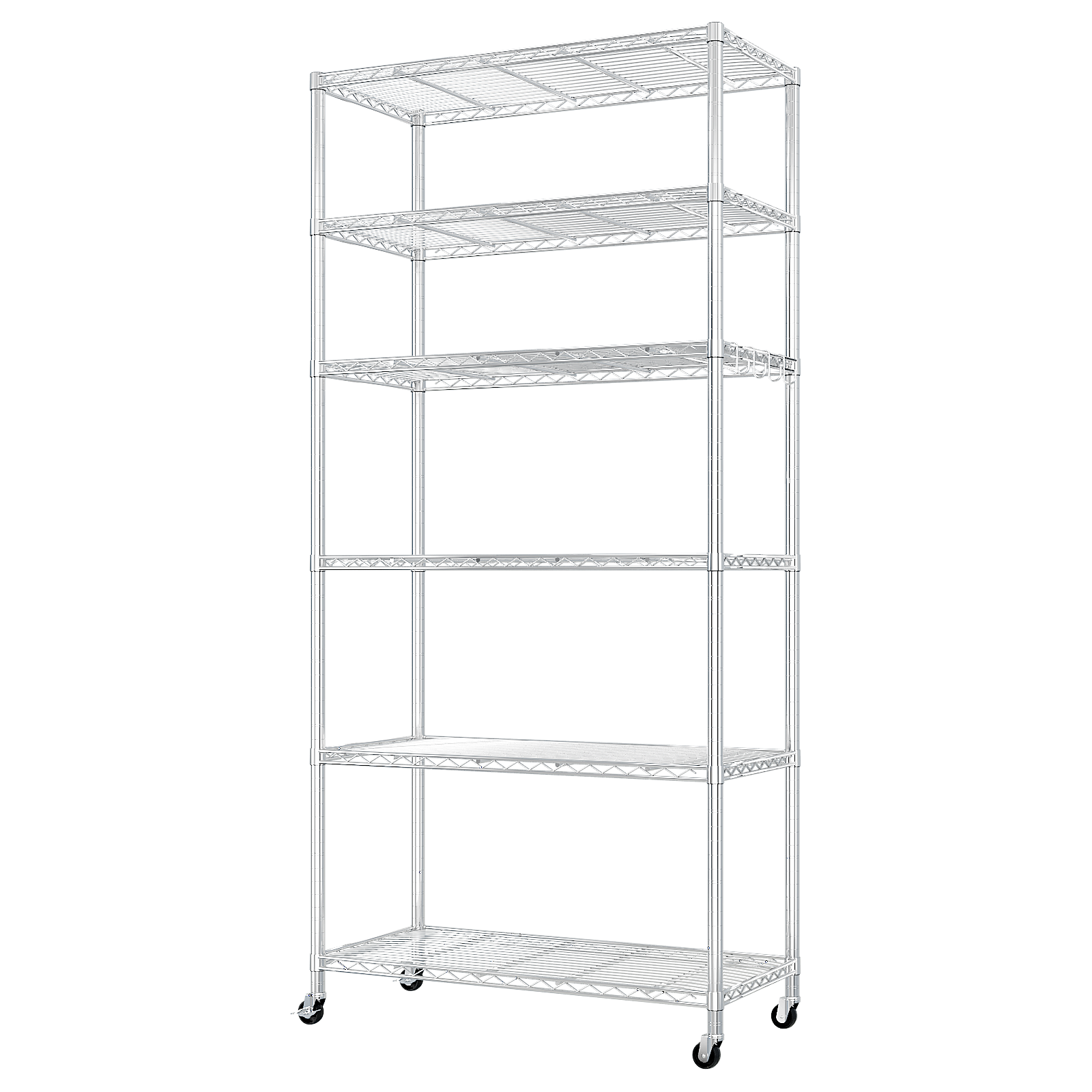 HAOYYE Heavy Duty Storage Shelves With Wheels, Adjustable Wire Shelving Unit For Garage, Pantry, And Commercial Use, Sturdy 1200lbs Capacity, NSF Certified Metal Storage Rack