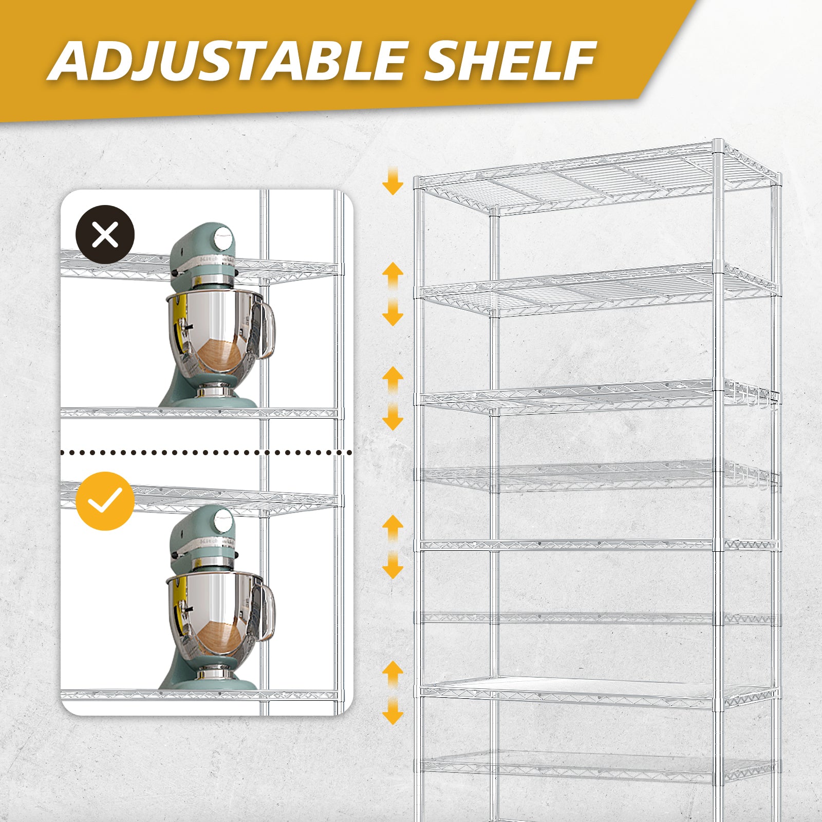 HAOYYE Heavy Duty Storage Shelves With Wheels, Adjustable Wire Shelving Unit For Garage, Pantry, And Commercial Use, Sturdy 1200lbs Capacity, NSF Certified Metal Storage Rack