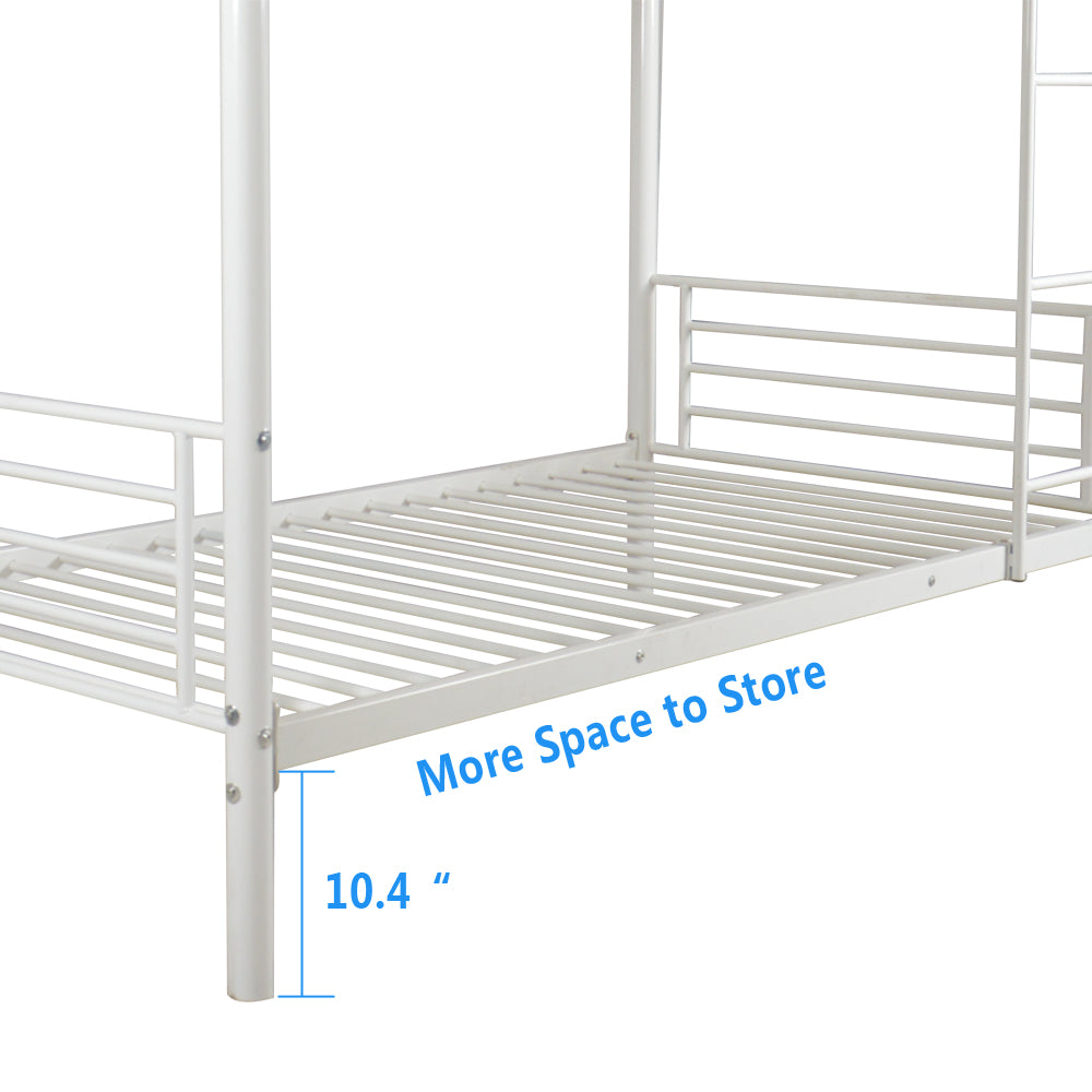 HAOYYE White Metal Bunk Bed with Sturdy Ladder, Space-Saving Twin Size Design, Durable Iron Frame for Versatile Bedroom Use, Easy Assembly, Stylish and Functional Loft Bed for Teens and Adults
