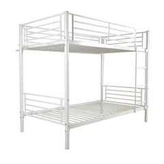 HAOYYE White Metal Bunk Bed with Sturdy Ladder, Space-Saving Twin Size Design, Durable Iron Frame for Versatile Bedroom Use, Easy Assembly, Stylish and Functional Loft Bed for Teens and Adults