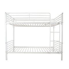 HAOYYE White Metal Bunk Bed with Sturdy Ladder, Space-Saving Twin Size Design, Durable Iron Frame for Versatile Bedroom Use, Easy Assembly, Stylish and Functional Loft Bed for Teens and Adults