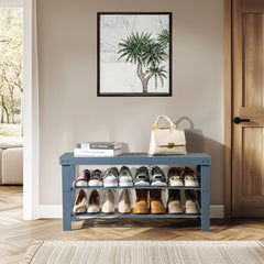 Haoyye 3-Tier Seamless Top Bamboo Shoe Rack, Eco-Friendly and Durable Storage Solution, Compact Design Perfect for Entryways, Closets, and Apartments, Elegant Black Finish for a Modern Look
