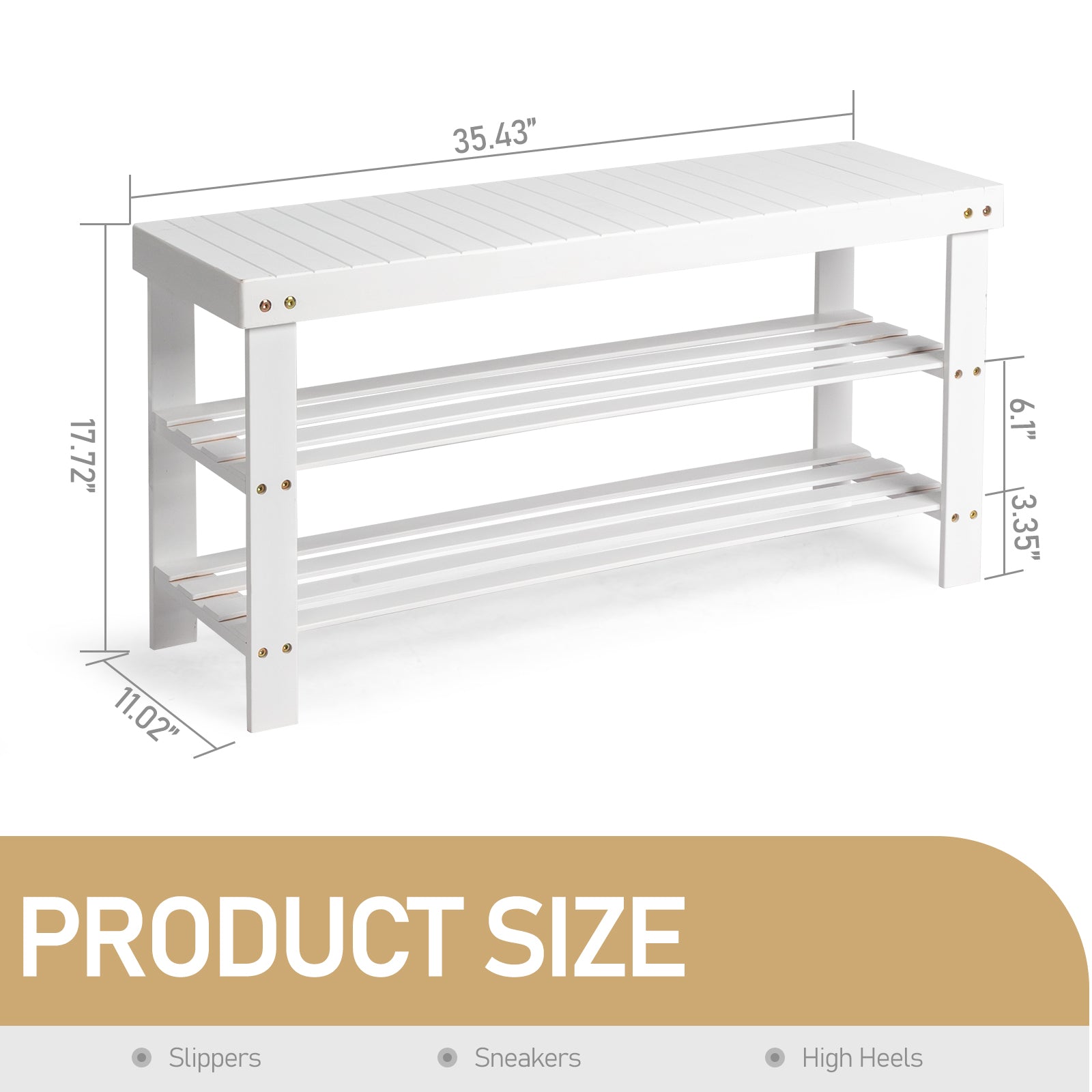 Haoyye 3-Tier Seamless Top Bamboo Shoe Rack, Eco-Friendly and Durable Storage Solution, Compact Design Perfect for Entryways, Closets, and Apartments, Elegant Black Finish for a Modern Look