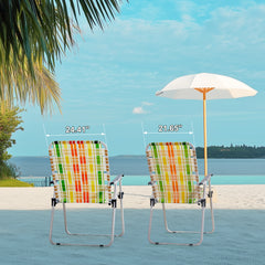Haoyye Set of 2 Webbed Folding Beach Chairs, Portable and Lightweight Outdoor Lawn Chairs for Camping, Fishing, BBQ, and Poolside, Durable Yellow and Green Design for Comfortable Relaxation