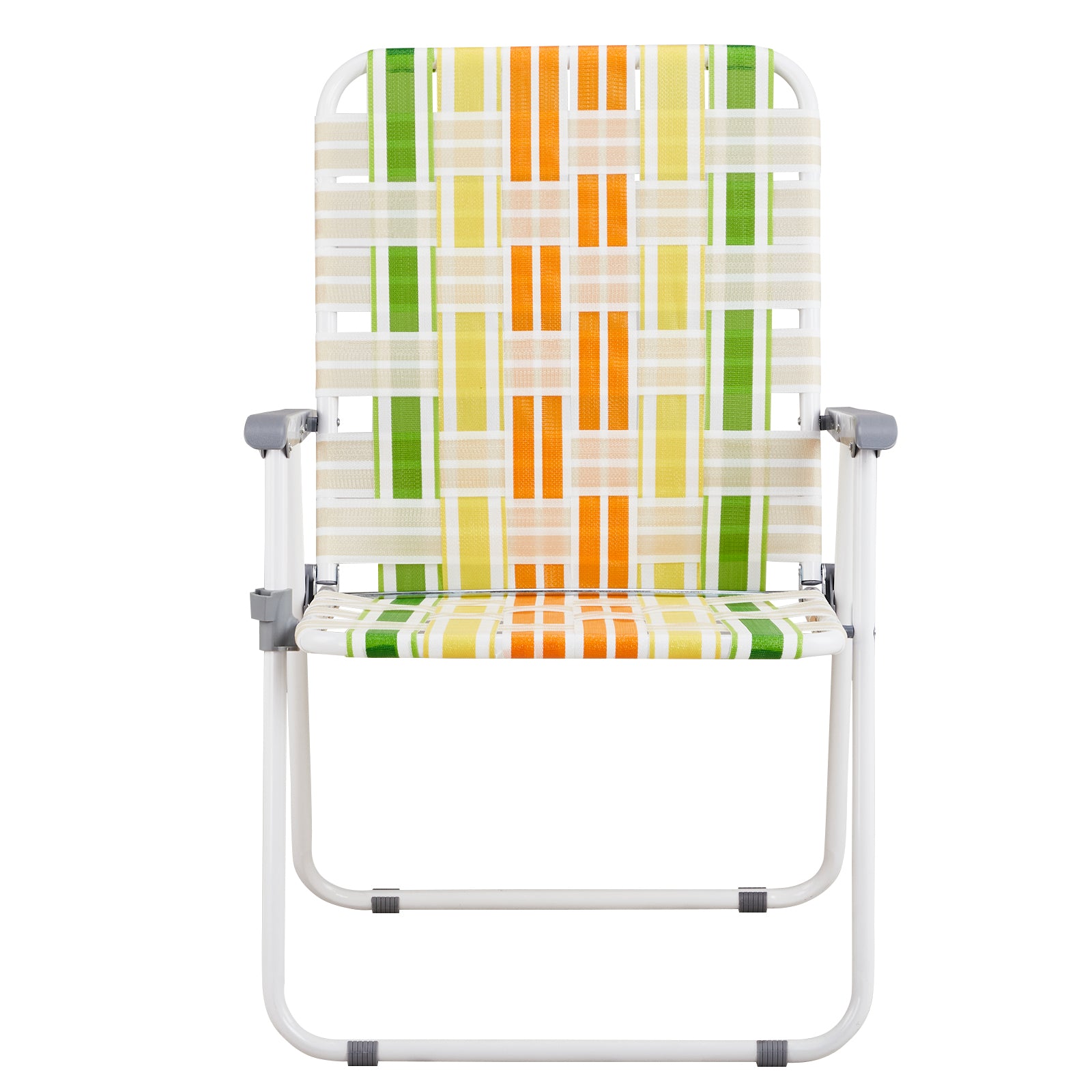 Haoyye Set of 2 Webbed Folding Beach Chairs, Durable and Lightweight Outdoor Lawn Chairs for Camping, Fishing, Poolside, and BBQs, Vibrant Yellow and Green Design for Comfortable Relaxation