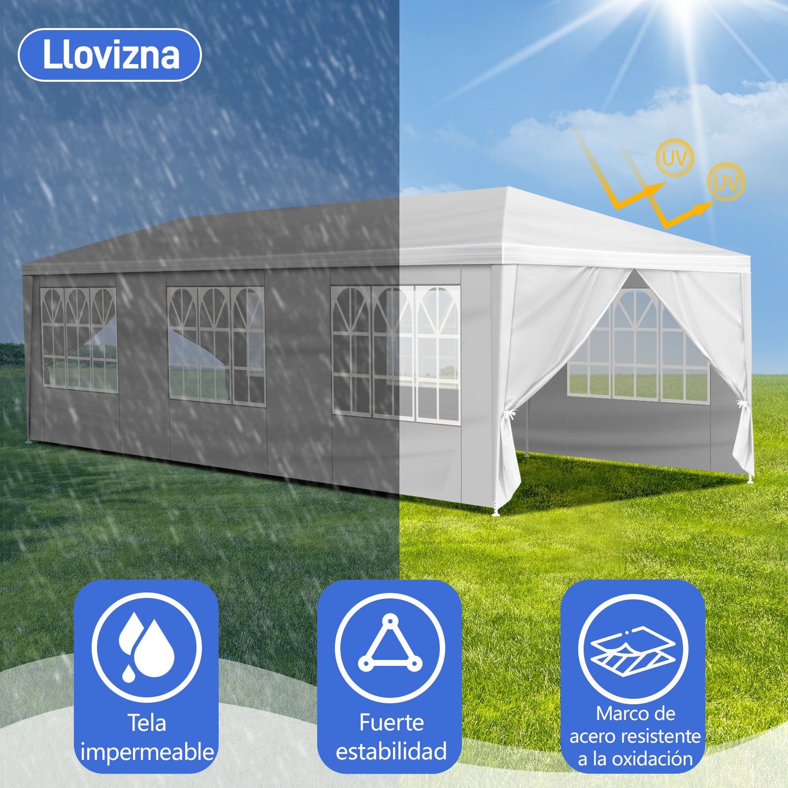 HAOYYE 10'x30' Outdoor Party Tent with 8 Removable Sidewalls Waterproof Event Canopy Gazebo for Backyard Wedding Patio Commercial Use