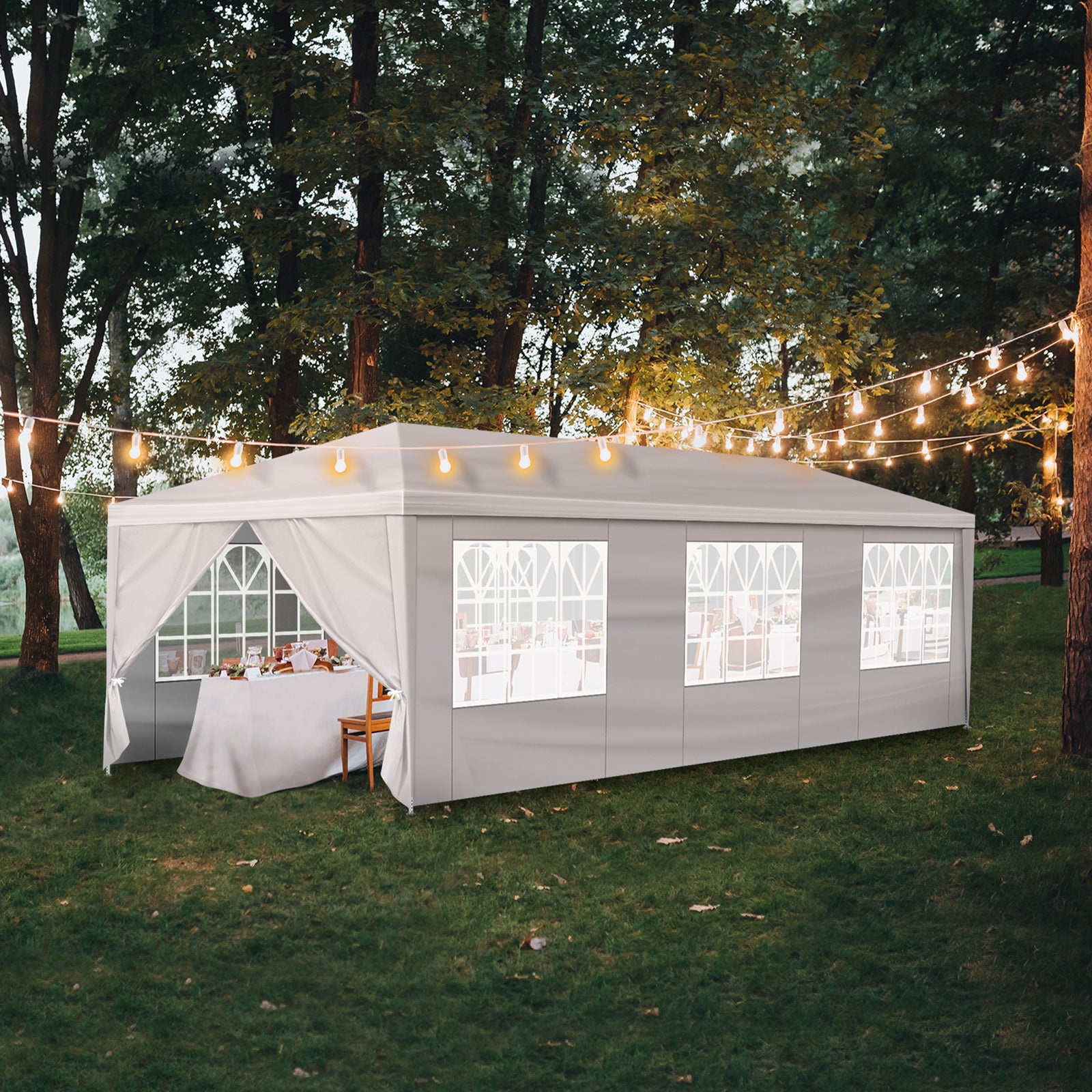 HAOYYE 10'x30' Outdoor Party Tent with 8 Removable Sidewalls Waterproof Event Canopy Gazebo for Backyard Wedding Patio Commercial Use
