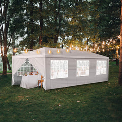 HAOYYE 10'x30' Outdoor Party Tent with 8 Removable Sidewalls Waterproof Event Canopy Gazebo for Backyard Wedding Patio Commercial Use