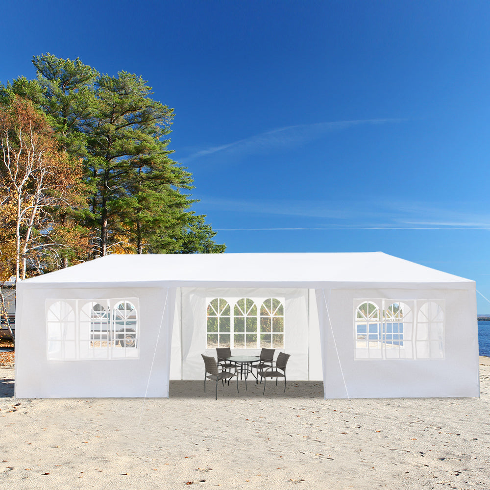 HAOYYE 3x9m Outdoor Party Tent Waterproof PE Canopy with 7 Removable Sidewalls Spiral Tube Iron Frame for Wedding Events Market Backyard Gazebo