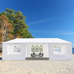 HAOYYE 3x9m Outdoor Party Tent Waterproof PE Canopy with 7 Removable Sidewalls Spiral Tube Iron Frame for Wedding Events Market Backyard Gazebo