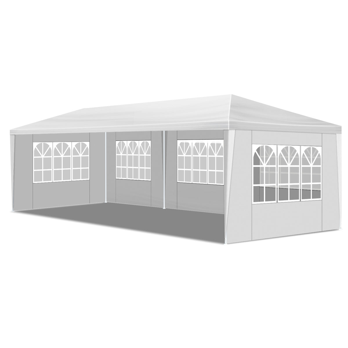 HAOYYE 3x9m Outdoor Party Tent Waterproof PE Pergola with 5 Removable Window Sidewalls Spiral Tube Iron Frame for Wedding Events Camping Backyard