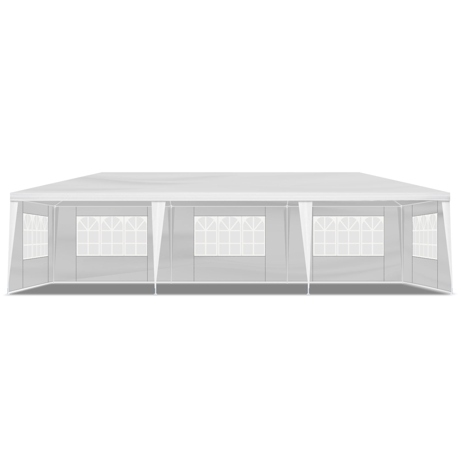 HAOYYE 3x9m Outdoor Party Tent Waterproof PE Pergola with 5 Removable Window Sidewalls Spiral Tube Iron Frame for Wedding Events Camping Backyard