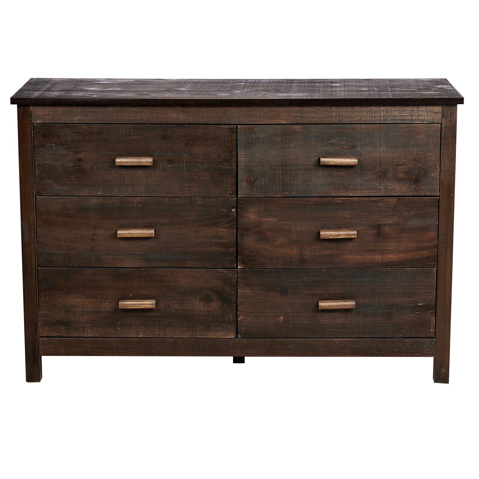 HAOYYE MDF Chest of Drawers with Solid Wood Veneer, Double Row Six Drawer Storage Cabinet for Bedroom and Living Room Organization