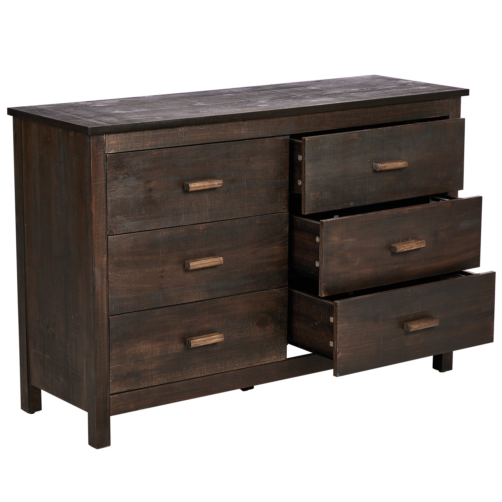HAOYYE MDF Chest of Drawers with Solid Wood Veneer, Double Row Six Drawer Storage Cabinet for Bedroom and Living Room Organization