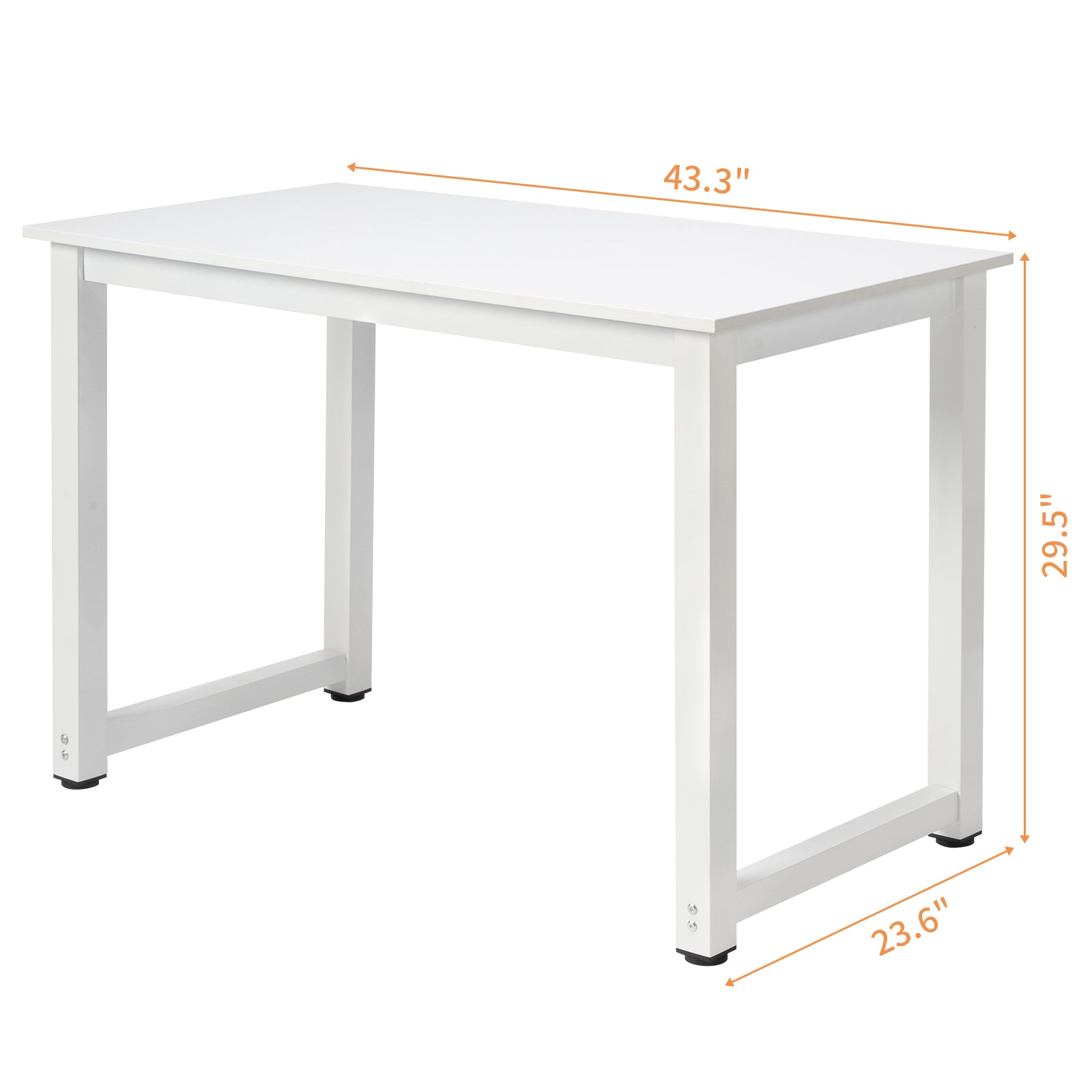 Haoyye White Desktop Computer Desk, P2 Particleboard with Steel Frame, Simple and Sturdy Workstation for Home Offices and Studies, Modern and Compact Design